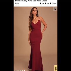 Lulus, small infinite glory wine red maxi dress